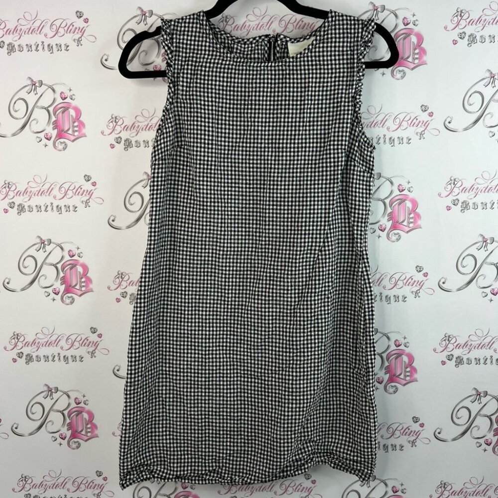 Cynthia Rowley dress gingham plaid Black and White Checkered Mini Dress ruffle